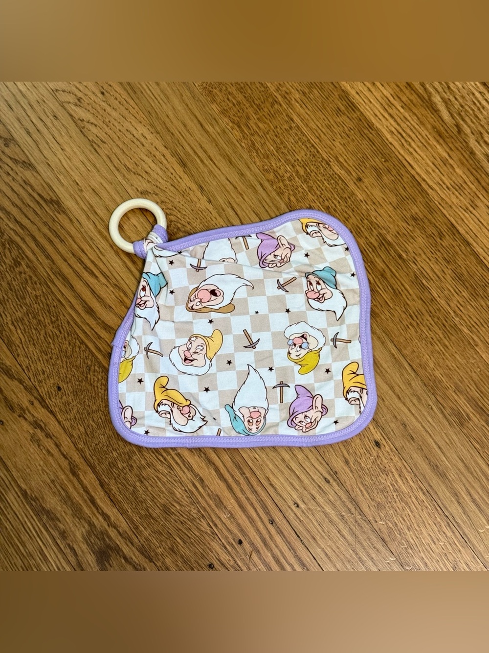 NEW Disney Bamboo Lovey with Lavender Trim and Seven Dwarfs Print